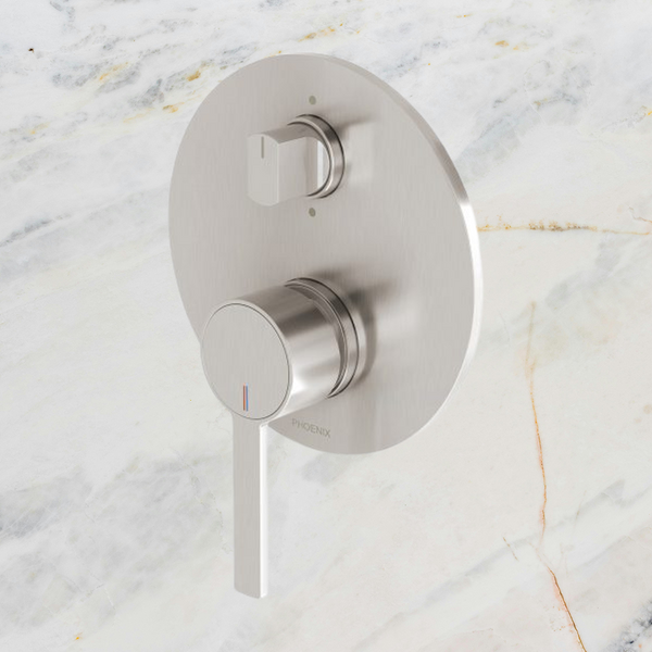 Phoenix Lexi MKII Wall Shower / Bath Diverter Mixer  Brushed Nickel