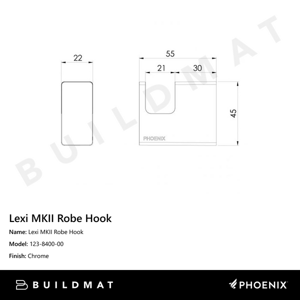 Phoenix Lexi MKII Robe Hook Chrome