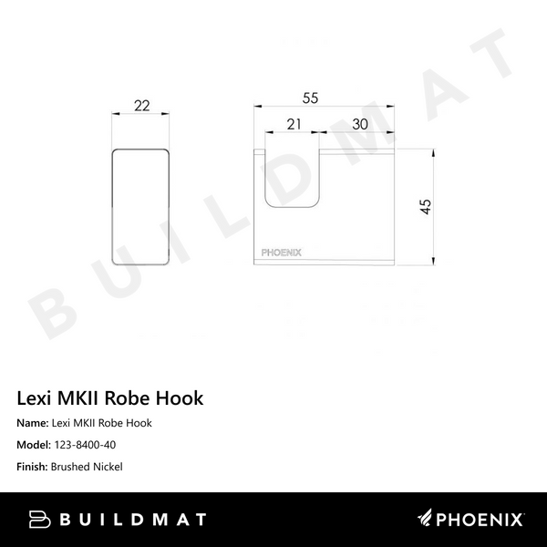 Phoenix Lexi MKII Robe Hook  Brushed Nickel