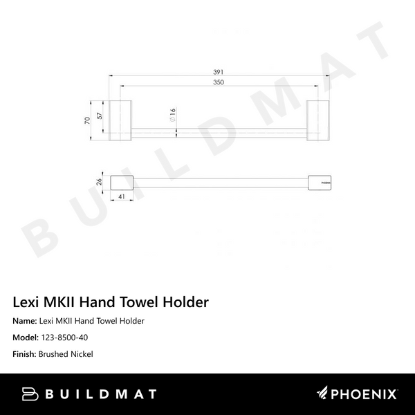 Phoenix Lexi MKII Hand Towel Holder  Brushed Nickel