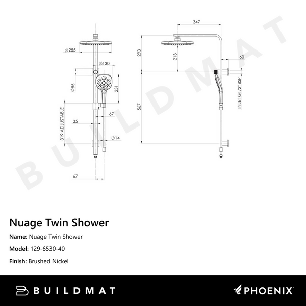 Phoenix Nuage Twin Shower Brushed Nickel