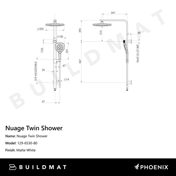 Phoenix Nuage Twin Shower Matte White