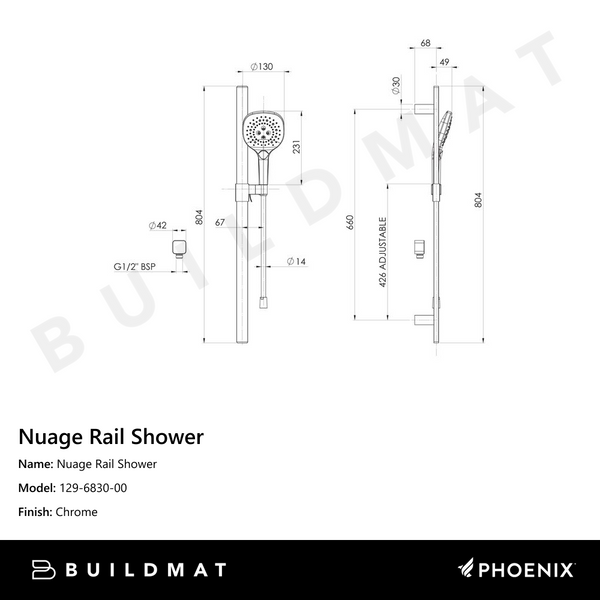 Phoenix Nuage Rail Shower Chrome