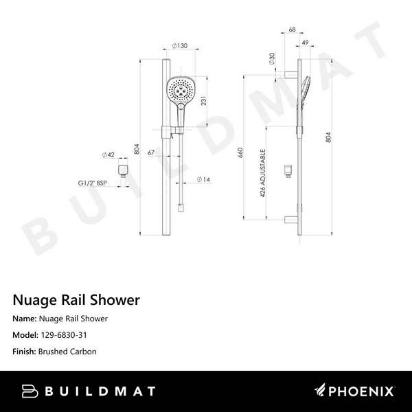 Phoenix Nuage Rail Shower Brushed Carbon