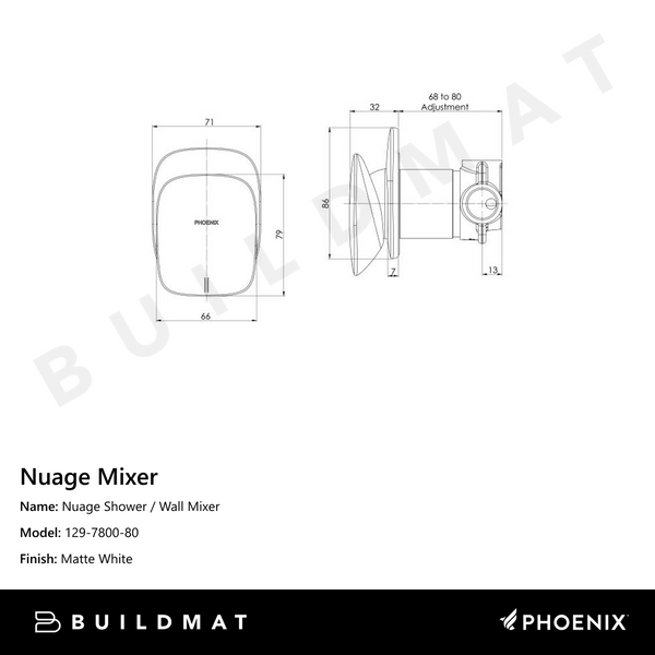 Phoenix Nuage Shower / Wall Mixer Matte White