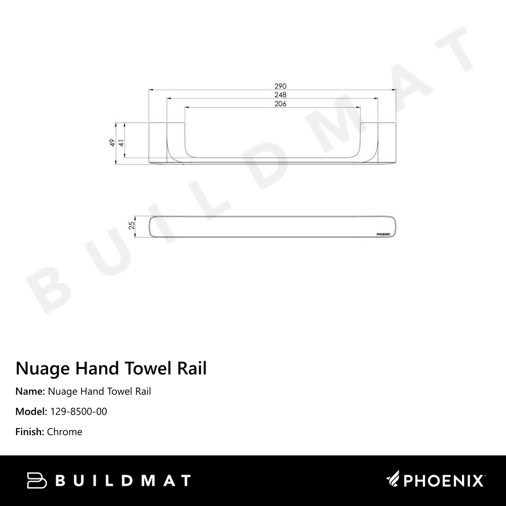 Phoenix Nuage Hand Towel Rail Chrome Buildmat