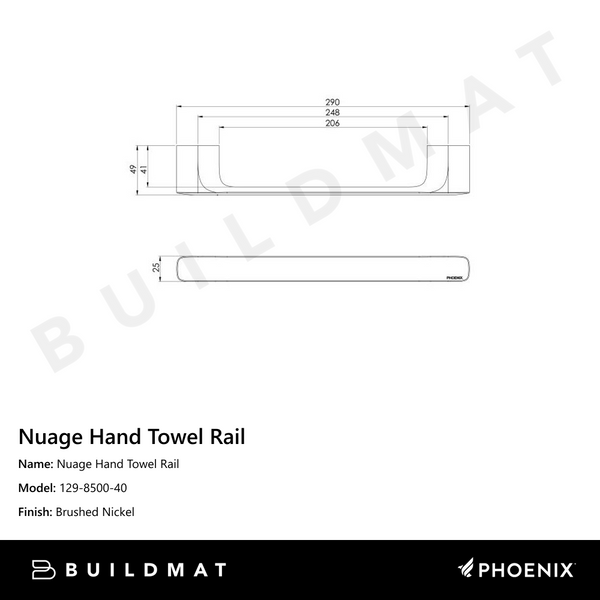 Phoenix Nuage Hand Towel Rail Brushed Nickel