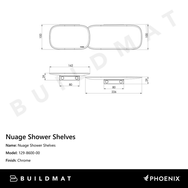 Phoenix Nuage Shower Shelves Chrome