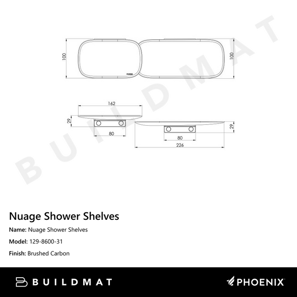 Phoenix Nuage Shower Shelves Brushed Carbon