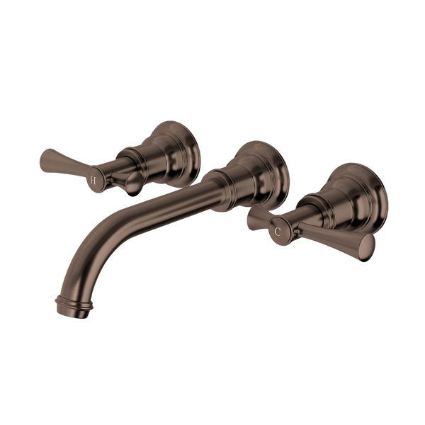 Phoenix Cromford Wall Basin/Bath Tap Set Brushed Bronze Lead Free