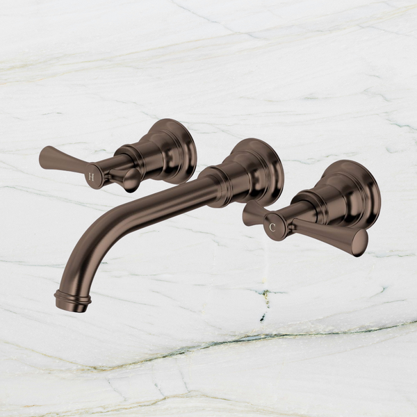 Phoenix Cromford Wall Basin/Bath Tap Set Brushed Bronze Lead Free