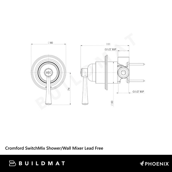 Phoenix Cromford SwitchMix Shower/Wall Mixer (Fit-Off Kit) Brushed Bronze Lead Free