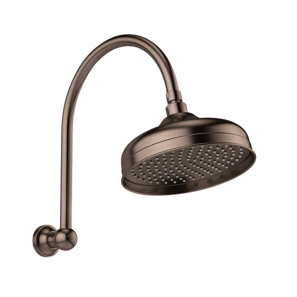 Phoenix Cromford High-Rise Shower Arm & Rose 210mm Brushed Bronze