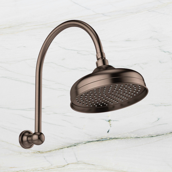 Phoenix Cromford High-Rise Shower Arm & Rose 210mm Brushed Bronze