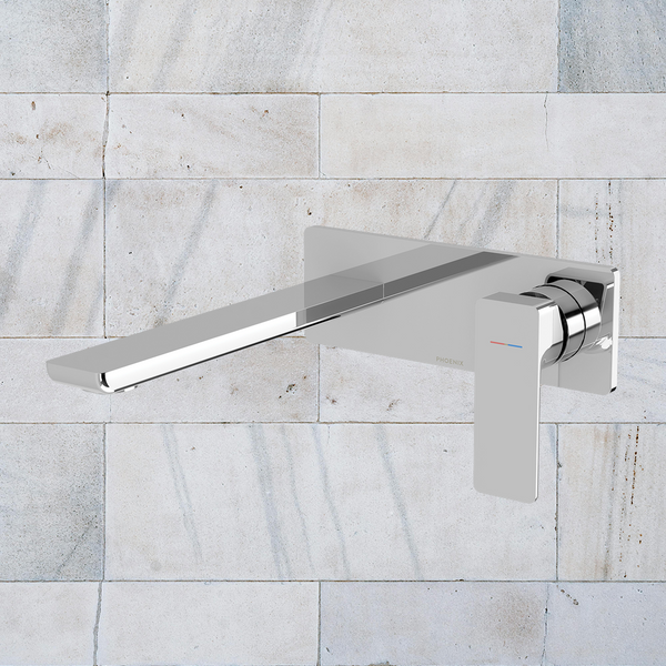 Phoenix Gloss MKII SwitchMix Wall Basin / Bath Mixer Set 200mm Chrome (Complete Kit)
