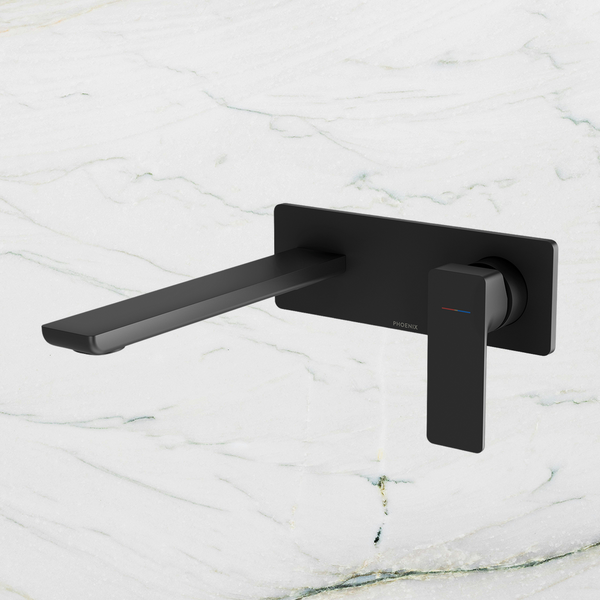 Phoenix Gloss MKII SwitchMix Wall Basin / Bath Mixer Set 200mm Fit-Off Kit   Matte Black