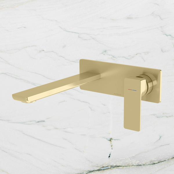 Phoenix Gloss MKII SwitchMix Wall Basin / Bath Mixer Set 200mm Fit-Off Kit Brushed Gold