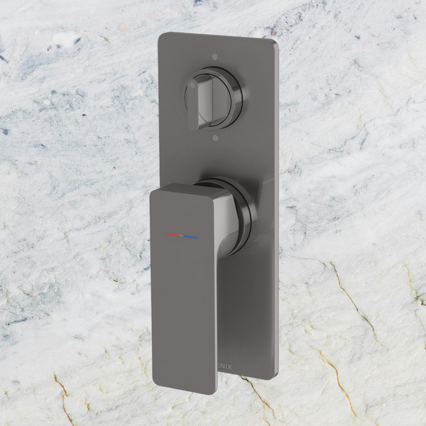 Phoenix Gloss MKII SwitchMix Shower / Bath Diverter Mixer Fit-Off Kit Brushed Carbon