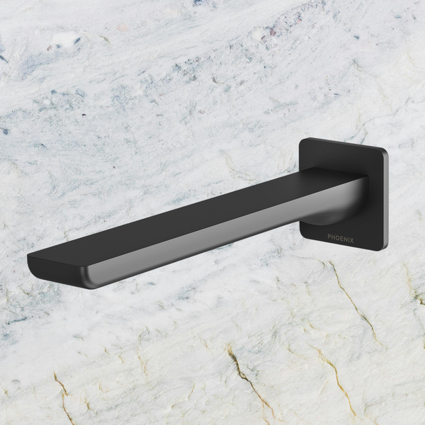 Phoenix Gloss MKII Wall Basin / Bath Outlet 200mm Matte Black