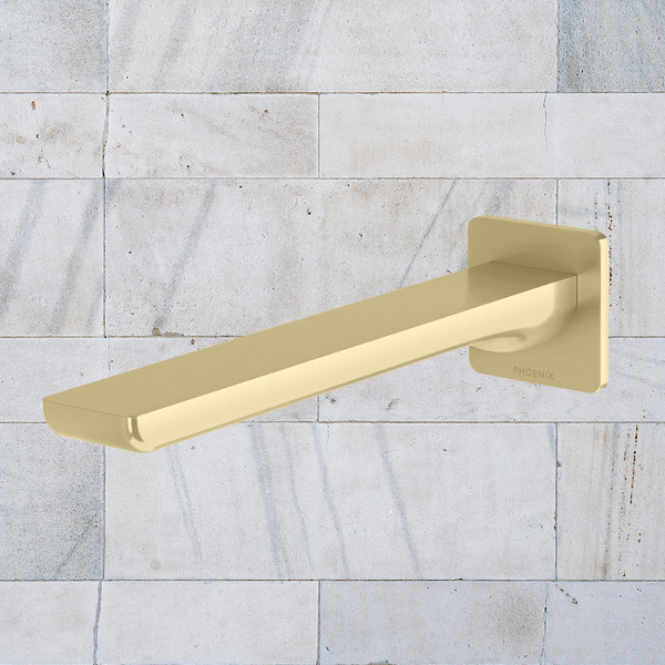 Phoenix Gloss MKII Wall Basin / Bath Outlet 200mm Brushed Gold