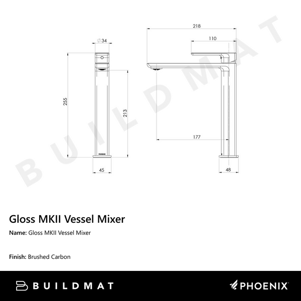 Phoenix Gloss MKII Vessel Mixer Brushed Carbon