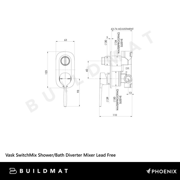 Phoenix Vask SwitchMix Shower/Bath Diverter Mixer (Fit-Off Kit) Brushed Bronze Lead Free