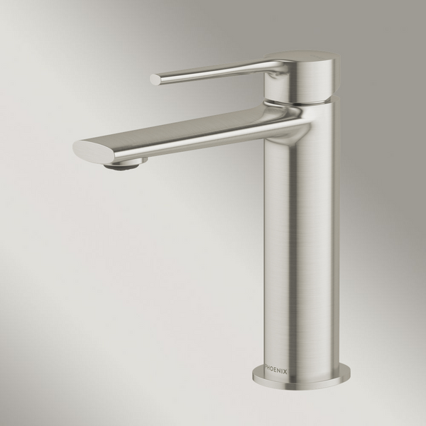 Phoenix Vask Basin Mixer Brushed Nickel Lead Free
