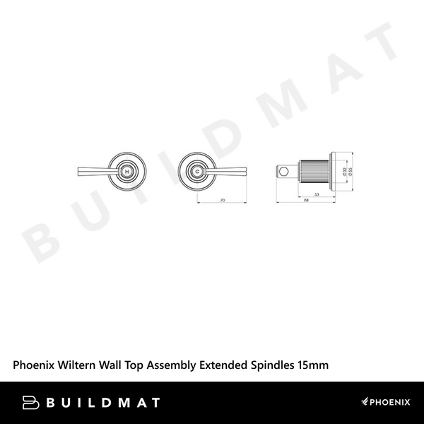 Phoenix Wiltern Wall Top Assembly Extended Spindles 15mm Chrome