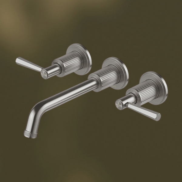 Phoenix Wiltern Wall Basin/Bath Tap Set Brushed Carbon