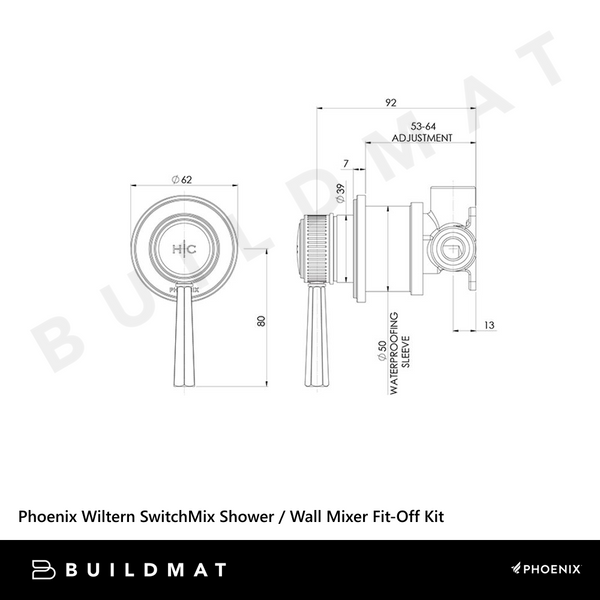 Phoenix Wiltern SwitchMix Shower/Wall Mixer (Fit-Off Kit Only) Brushed Carbon