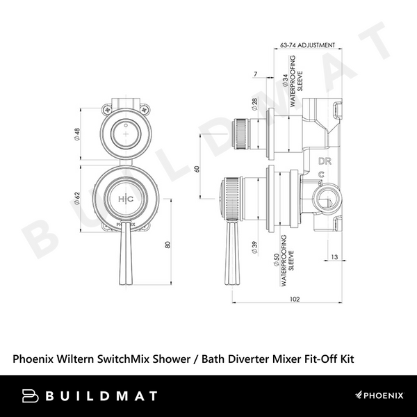 Phoenix Wiltern SwitchMix Shower/Bath Diverter Mixer (Fit-Off Kit Only) Chrome