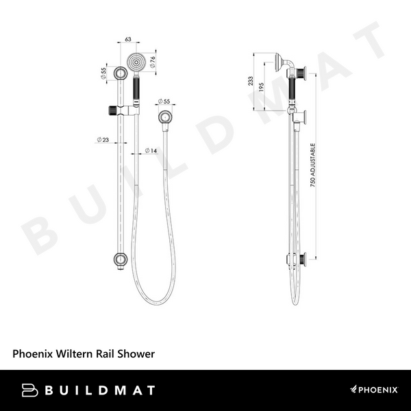 Phoenix Wiltern Rail Shower Chrome