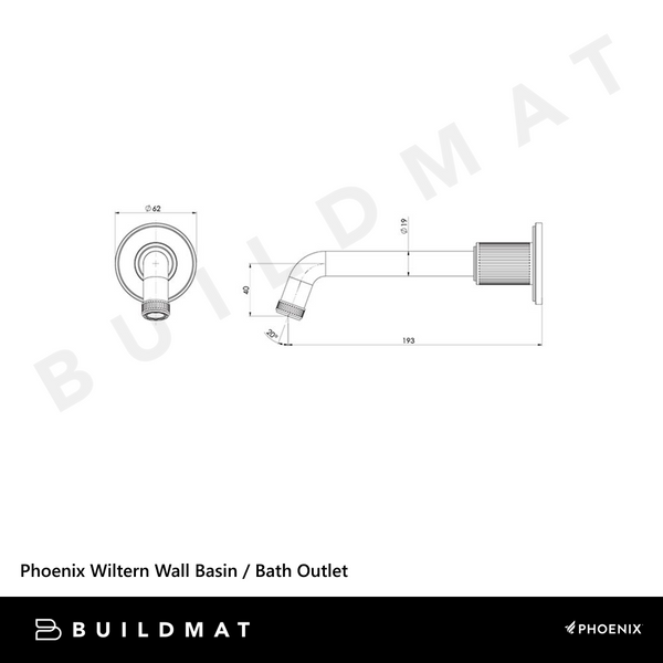 Phoenix Wiltern Wall Basin/Bath Outlet Brushed Nickel