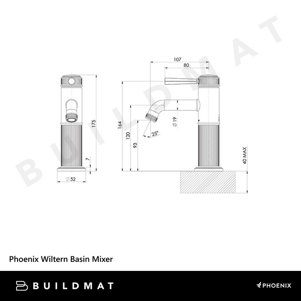 Phoenix Wiltern Basin Mixer Brushed Nickel