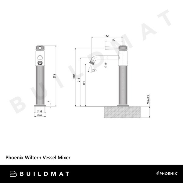 Phoenix Wiltern Vessel Mixer Brushed Nickel
