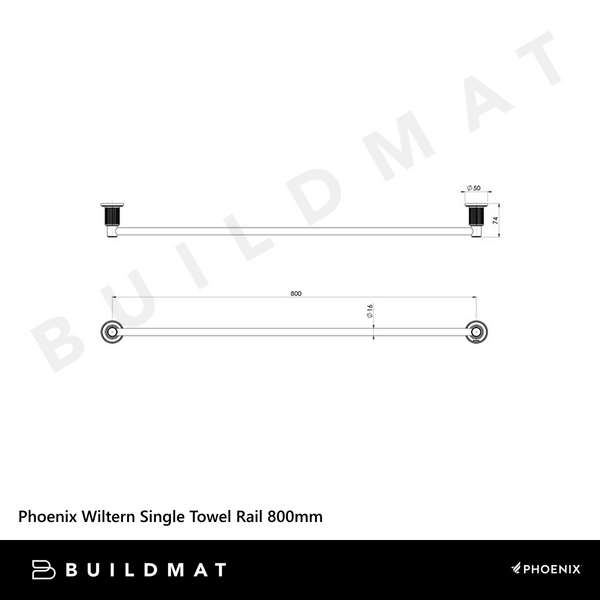 Phoenix Wiltern Single Towel Rail 800mm Brushed Carbon