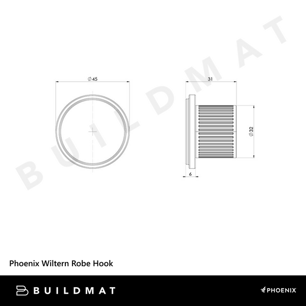 Phoenix Wiltern Robe Hook Brushed Nickel