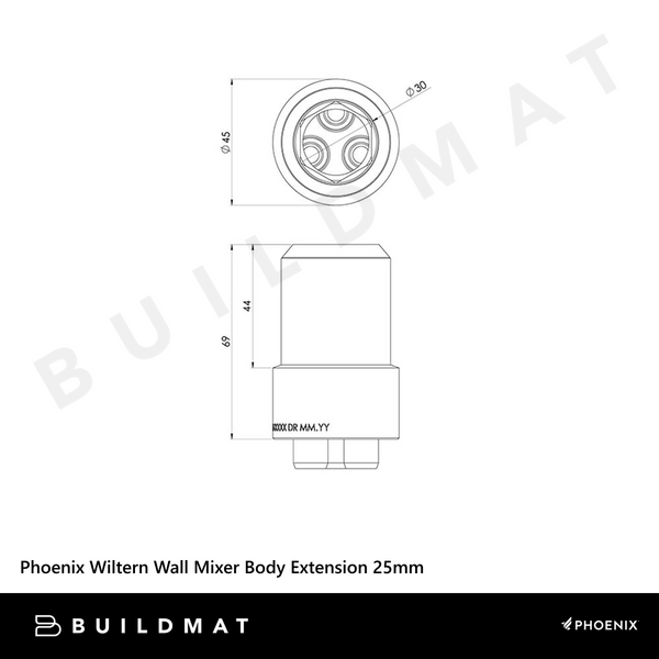 Phoenix Wiltern Wall Mixer Body Extension 25mm Brushed Carbon