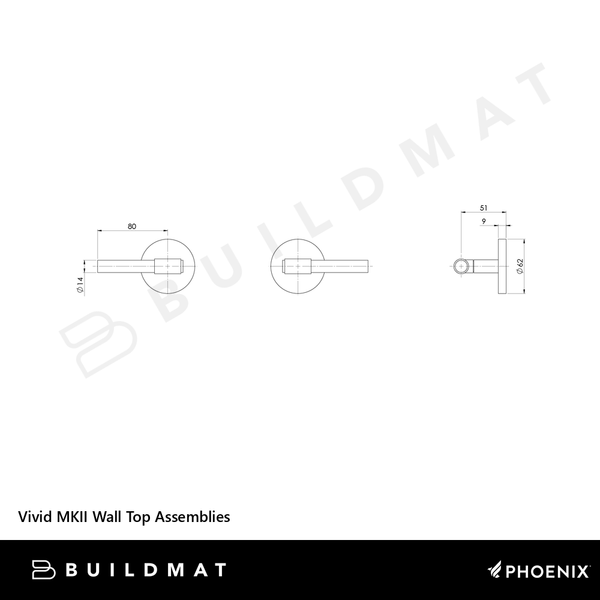 Phoenix Vivid MKII Wall Top Assemblies Brushed Carbon Lead Free