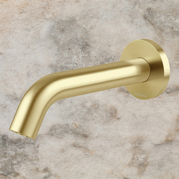 Phoenix Vivid MKII Wall Basin/Bath Outlet 160mm Curved Brushed Gold Lead Free