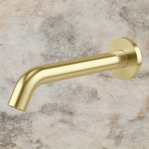 Phoenix Vivid MKII Wall Basin/Bath Outlet 200mm Curved Brushed Gold Lead Free