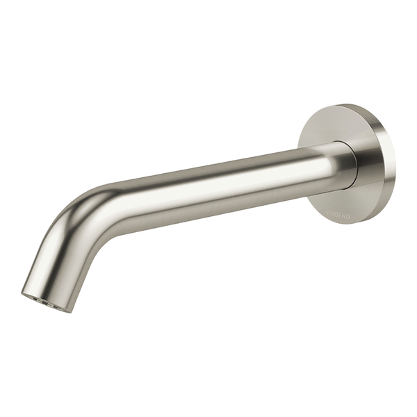 Phoenix Vivid MKII Wall Basin/Bath Outlet 200mm Curved Brushed Nickel Lead Free