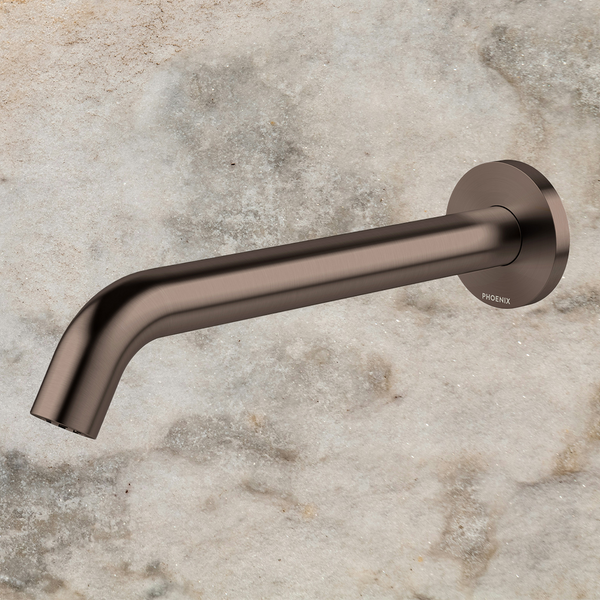Phoenix Vivid MKII Wall Basin/Bath Outlet 240mm Curved Brushed Bronze Lead Free