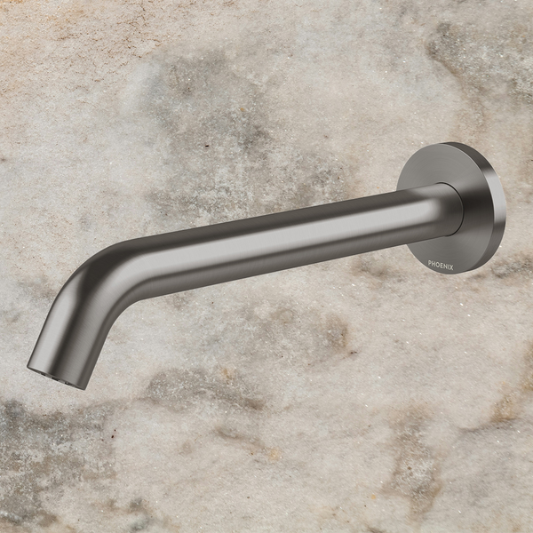 Phoenix Vivid MKII Wall Basin/Bath Outlet 240mm Curved Brushed Carbon Lead Free