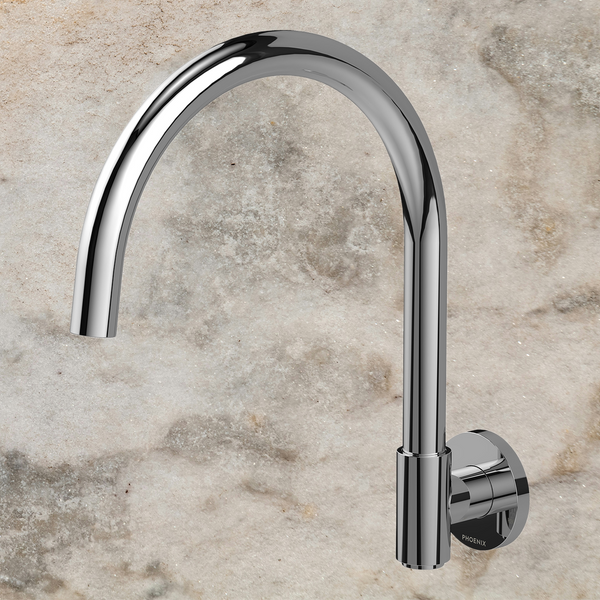 Phoenix Vivid MKII Wall Sink Outlet 200mm Gooseneck Chrome Lead Free
