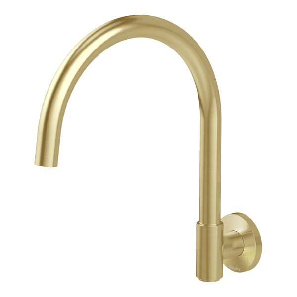 Phoenix Vivid MKII Wall Sink Outlet 200mm Gooseneck Brushed Gold Lead Free