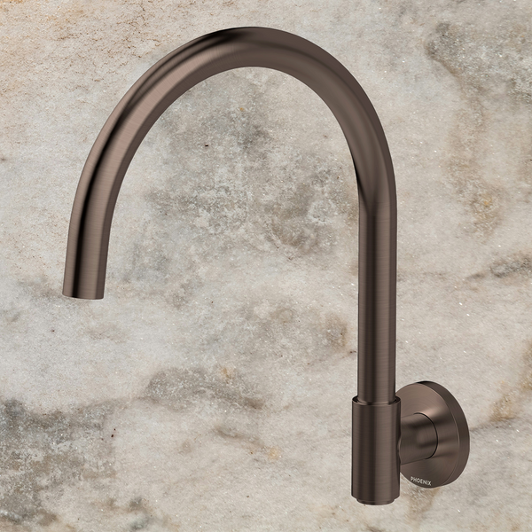 Phoenix Vivid MKII Wall Sink Outlet 200mm Gooseneck Brushed Bronze Lead Free