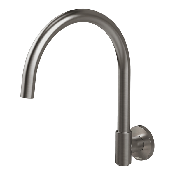 Phoenix Vivid MKII Wall Sink Outlet 200mm Gooseneck Brushed Carbon Lead Free
