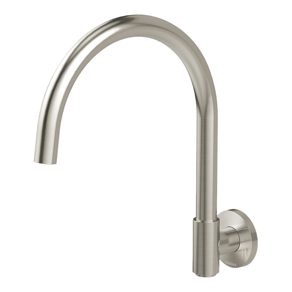 Phoenix Vivid MKII Wall Sink Outlet 200mm Gooseneck Brushed Nickel Lead Free