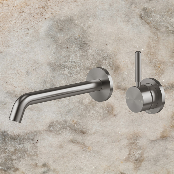 Phoenix Vivid MKII SwitchMix Wall Basin/Bath Mixer Set 200mm Pin Up (Complete Kit) Brushed Carbon Lead Free